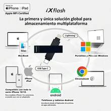 Phone Drive iXflash 512GB Lightning/USB-C Gris - Memoria Externa para iPhone, iPad y Android MFi OTG| Copia de , Transferencia Rápida, App iXflash, Almacenamiento Portátil - 1 - Ver 6