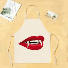 1pc Red Lip Pattern Apron, Creative And Interesting Fashionable Printed Apron, Easy-To-Clean Kitchen Cooking Apron, Creative Home Apron - Multicolor - View 17