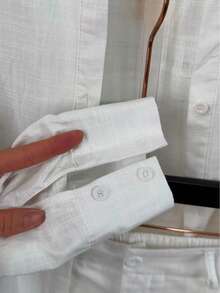 Linen Shirt And Shorts Set (2 Pieces) - White - View 5