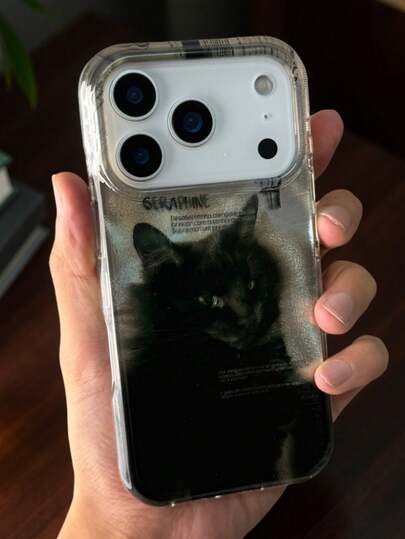 1个可爱渐变暗黑猫手机壳，兼容 17 Pro Max、17 Pro、16、15、14、13、12、11 Pro Max Plus，高端时尚全包式Ins-Style保护壳