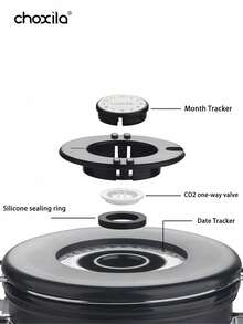 choxila 1个1.2升/1.5升/1.8升咖啡罐，咖啡豆密封储存罐，不锈钢厨房食品储存容器，带日期追踪器和量勺，咖啡配件，适用于研磨咖啡、咖啡豆、茶叶、糖、面粉、谷物等。 - Jar - 查看 4