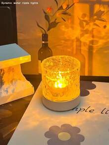 1pc Water Wave LED Atmosphere Projection Light - USB Powered With Remote Control, 16 Color Changing Modes, Suitable For Bedroom, Living Room And Office Decor, Valentine's Day & Holiday Gift, Modern Polished Metal & Plastic Design, Desk Lamp, Creative Room Ambiance, Portable Lighting - Multicolor - View 7