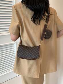 ¡Combo Perfecto y Práctico! Set de Bolso Cuadrado Mini y Monedero para Mujer | Estilo Cruzado con Diseño Geométrico y Toques Retro | Incluye Bolsillo Especial para Monedas y Accesorios | Ideal para Salidas Informales y Eventos de Día - Multicolor - Ver 6