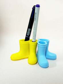 3pcs/6pcs Cartoon Mini Rain Boot Desk Organizer Rack, Macaron Color Matching, Couples Style Stationery & Pen Holder, Suitable For Art Brush Cleaning And Storage - Multicolor - View 2
