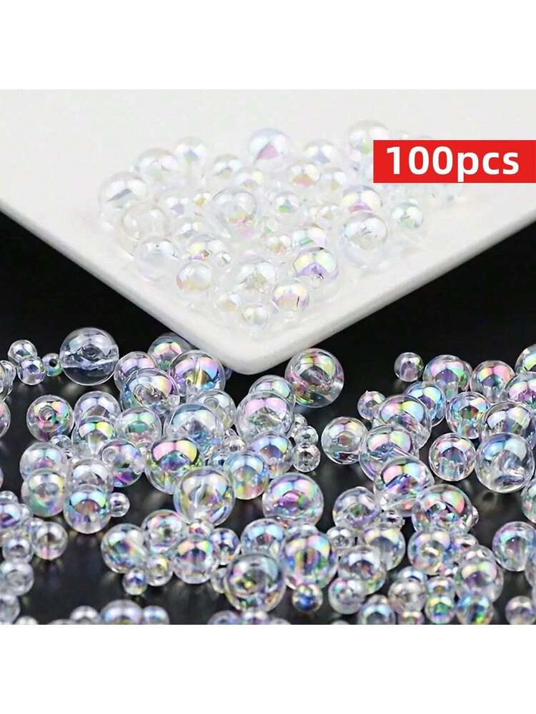 Yiwu Qiyou Accessories Co., LTD 100pcs/Pack 4-8mm Acrylic AB Color Round Beads