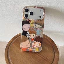 可爱卡通插画奈良美智风格手机壳，兼容 17 Pro Max、16 Pro Max、15 Pro、14、13，少女风、时尚、创意手机保护套 - 彩色 - 查看 4