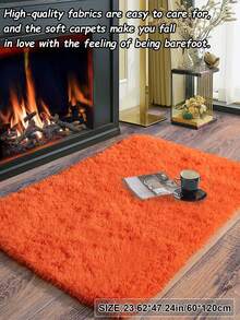 1 tấm thảm lông xù mềm mại, ấm áp, màu trơn, thảm nhung ấm áp mang không khí ngày lễ, trang trí phòng theo phong cách Bắc Âu tối giản hiện đại, trang trí nhà màu kem lông dày thoải mái, quà tặng theo mùa thu/đông, thảm trang trí Giáng sinh/Halloween/Ngày lễ tình nhân mềm mại, thảm dễ chăm sóc cho phòng khách, ghế sofa, phòng ngủ - Quả cam - Xem 7