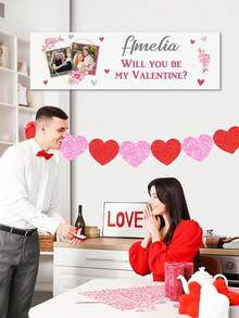 Personalized Custom Heart-Shaped Valentine's Day Banner ​ – Outdoor Yard Banner Featuring Custom Name/Text (E.G., "Amelia, Will You Be My Valentine?", "Sarah, The Best Wife Ever"). - Multicolor - View 6
