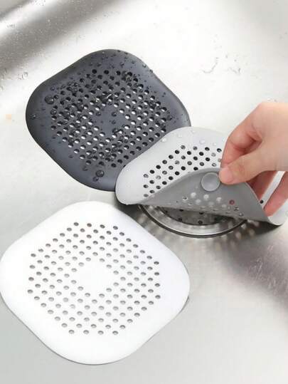 1pc Hair Catcher Drain Filter, Kitchen Sink Strainer, Bathroom Shower Drain Cover, Universal Drain Protector To Prevent Clogging, Odor Eliminator, Cleaning Assistant (Gray, Black, White)