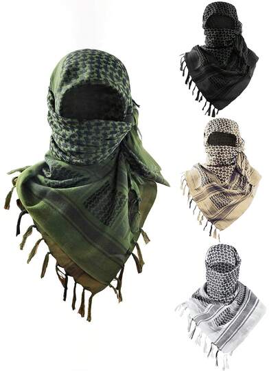 1 pieza Nuevo pañuelo de flecos con estilo de desierto de moda, pañuelo de cabeza árabe elegante, banda para la cabeza, cuello y chal versátil unisex, adecuado para ciclismo al aire libre, camping, senderismo, selva, viajes, etc.