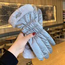 1 Pair Of Ladies' Warm Gloves, With Thick Lining, Windproof And Waterproof, Touch Screen Design, Suitable For Cycling, Driving, Outdoor Sports, Skiing And Commuting, Suitable For Autumn And Winter Seasons, Winter Gloves, Functional Gloves, Sports Gloves, Breathable Material, Reinforced Stitching, All-Season Gloves, Warm Gloves, Commuters - 黑色 - 查看 10