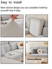 1 Stück Stretch Sofabezug, rutschfeste Vollabdeckung Sofa Sitzbezug, Chenille Stoff Allwetter Sofa Kissenbezug, dicker Sofa Überwurf, maschinenwaschbar, staubdicht, tierfreundlich, dekorativ, verstellbar für Ecksofa, Schlafzimmer, Büro, Wohnzimmer 1/2/3/4 Sitzer - Hellgrau - Übersicht 11