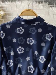 Women's Long Sleeve All-Over Floral Print Casual Arabic Style Top - Multicolor - View 3