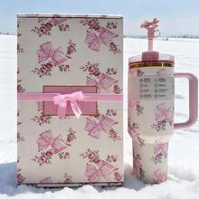 S*Love Limited Edition Gift Box - 40 Oz Large Capacity Stainless Steel Vacuum Insulated Travel Mug, The Perfect Choice For Valentine's Day Gifts. Suitable For Office Use. It Is Ideal For Use In Cars, Gyms, Outdoors, Sports, Travel, Juice, Coffee, And Designed For Both Cold And Hot Beverages. It Is Also Suitable For Graduation Gifts, Teacher Gifts, Valentine's Day Gifts, Birthday Gifts, Thanksgiving Gifts, Christmas Gifts,  Party Supplies And Other Occasions. It Is Perfect For All Kinds Of Drinks, Including Ice Water, Iced Tea Or Coffee, Cold Drinks And Hot Drinks. - 粉紅蝴蝶+禮盒 - 查看 1