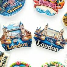 1pc Resin Britain London Tower Bridge Big Ben Elizabeth Tower White Cliffs Of Dover Fridge Magnet Travel Souvenir Landmark Magnetic Sticker Sheep Wales Brecon Beacons Park Home Decor, Meaningful Creative Gift, Thames River - Multicolor - View 4