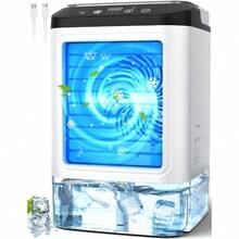 4-IN-1 Portable Air Conditioner 3 Speeds And 2 Spray Modes 900ML Tank Boosting Mode 25dB USB Powered Mini Cooler Humidifier Cooling Fan 7 Night Light Evaporative Air Cooler For Room Home - Snowy - View 1