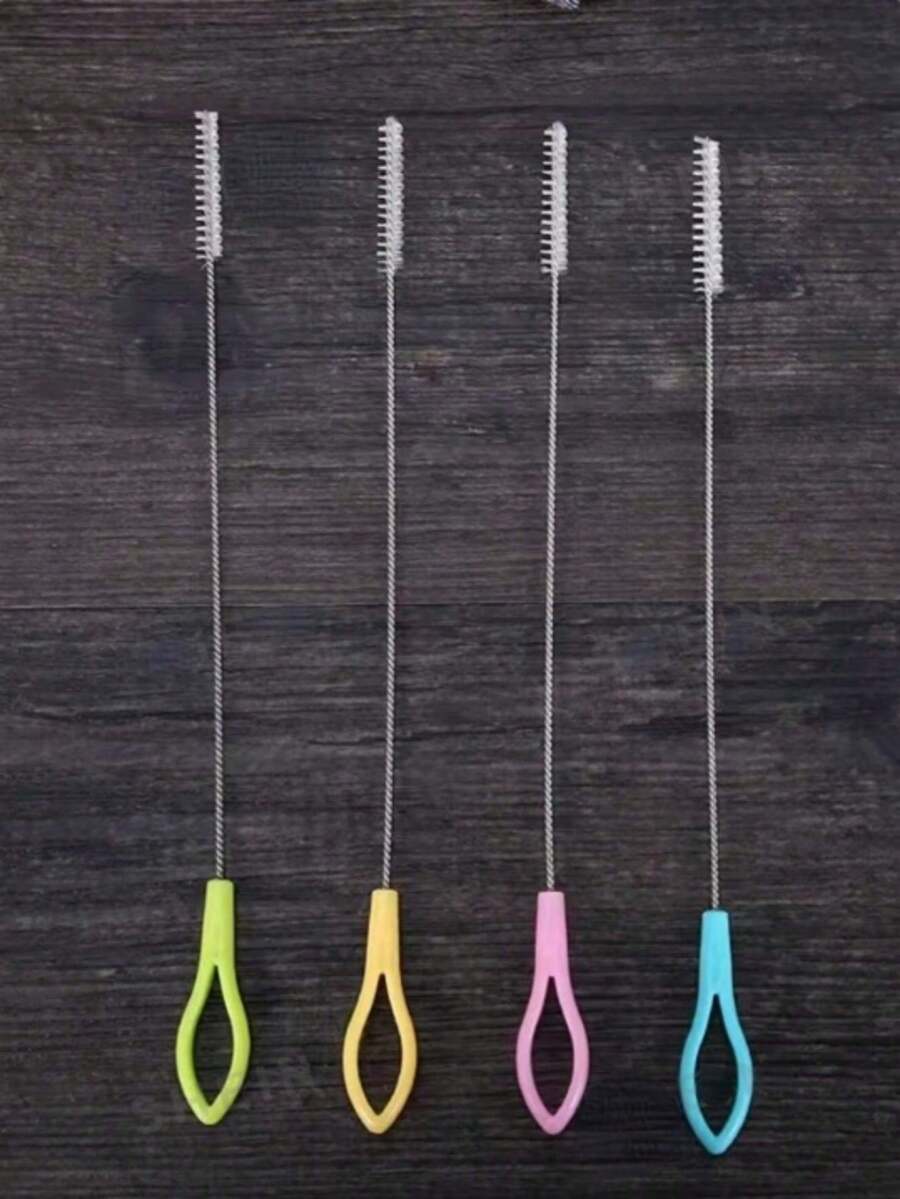 10pcs/Set Stainless Steel Thicker & Longer Straw Cleaning Brushes, Nylon Material, Suitable For Baby Bottles, Water Bottles, Glass Tubes, Kitchen, Bathroom And Home Use - Multicolor - View 1