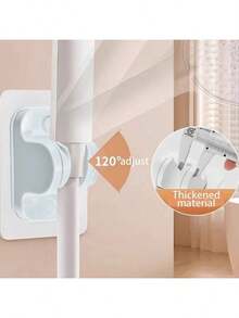 White Wall Mounted Shower Head Holder, No Drill Bathroom Shower Bracket, Shower Head Fixing Hanger, Suction Cup Base - White - View 1