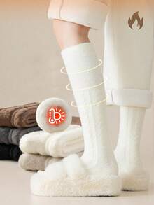 1/3/5 Pairs Women's Thick Warm Mid-Calf Socks, Autumn/Winter - Multicolor - View 3