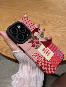 Minimalist Personalized Leather Fashion Plaid Floral Leopard Pattern 1pc Vertical Faux Leather Soft Protective Phone Case Suitable For Gifting To Friends And Couples Compatible With Apple And Galaxy 17/17AIR/17PRO/17PROMAX Anniversary Gift - Multicolor - View 5