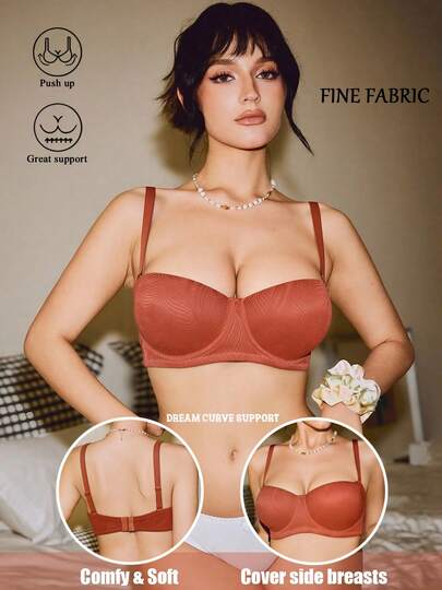 Women's Intimate Apparel, Skin-Friendly Lift & Support Bra, Romantic French Style Casual & Comfortable Minimalist Lingerie, Sexy Mature Charm, Breathable Fabric, Elegant Bra, Women's French Romantic Elegant Underwear