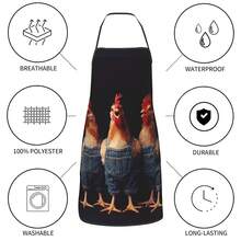 Kitchen Aprons For Men With Pockets Chef Apron For Women CooFKing Gardening BaFKing Server Waitress,Chicken - Thịt gà - Xem 7
