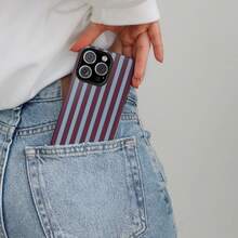 Ốp điện thoại sọc đỏ tía và xanh dương, thiết kế sọc dọc tối giản cổ điển, phong cách thẩm mỹ vintage, tương thích với các dòng điện thoại 17/16/15/14/13/12/11 Pro Max. - Màu xanh lam - Xem 2