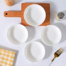 6pcs 4-Inch Pure White Ceramic Dipping Sauce Dishes, & Healthy, Easy To Clean, Suitable For Family Gatherings
