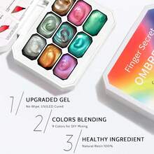 Sponge Pat Paint Nail Gel, Blending Colors Ombre Nails Gradient Gel Nail Blush Blooming Aura Nails Drawing Stripper Floral Painting Nail Art, No Wipe, Aurora Mermaid Chrome Silk Satin (9 Colors L),Grabber&Sponges - 抓取器和海綿 - 查看 6