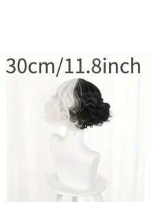 1 件装 / 女士时尚黑白阴阳卷发假发，中长款，非常适合各种节日服装角色扮演。