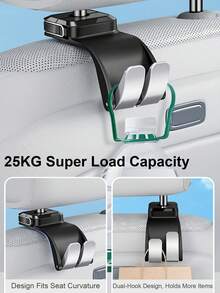2个装汽车头枕挂钩，黑白两色，耐用ABS材质，后座储物整理器，旅行必备 - 彩色 - 查看 3