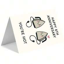 “1张可爱周年纪念贺卡，带信封（11厘米 x 16厘米 x 4.33英寸 x 6.29英寸） - 熨斗情侣图案，完美表达对六周年纪念日的奇思妙想，贺卡|六周年纪念“你很火辣”熨斗情侣卡|纸质贺卡” - 彩色 - 查看 6