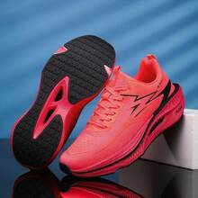 Women's Lightweight Breathable Cross-Training Fashion Sneakers - Low-Top Athletic Shoes With Thick Sole, High Elasticity, Genuine Carbon Plate, Shock Absorption, Arch Support And Non-Slip Bottom Design, Suitable For Jogging, Fitness, Hiking, Driving, Travel, Daily Casual And Outdoor Camping Sports For Men - Red - View 2