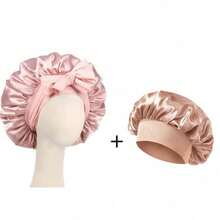 Women's Double-Layer Anti-Pollution Sleep Cap: Solid Color, Smooth Elastic Satin Tie-Up Design. Casual & Comfortable, Soft Sleep Hair Care Cap, Secure Design To Prevent Slipping. Hair Sleep Cap Sleep Bonnet - Multicolor - View 11