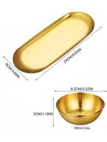 12件/6件/3件斋月金色酱汁碗托盘套装，优雅不锈钢蘸酱杯寿司蘸酱碗上菜托盘小吃盘，厨房/餐厅/母亲节/派对/婚礼/乔迁之喜的理想之选 - 金色 - 查看 9