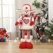 1pc Christmas Santa Claus, Snowman, Reindeer Figurine, Cartoon Extendable Desktop Decor, Cute Gentleman Doll, Home Decoration, Office Desk Ornament, Bedroom Bedside Decor, Christmas Party Theme, Farmhouse Decor, Mall Window Display, Gift Box Decoration - Red and White - View 13