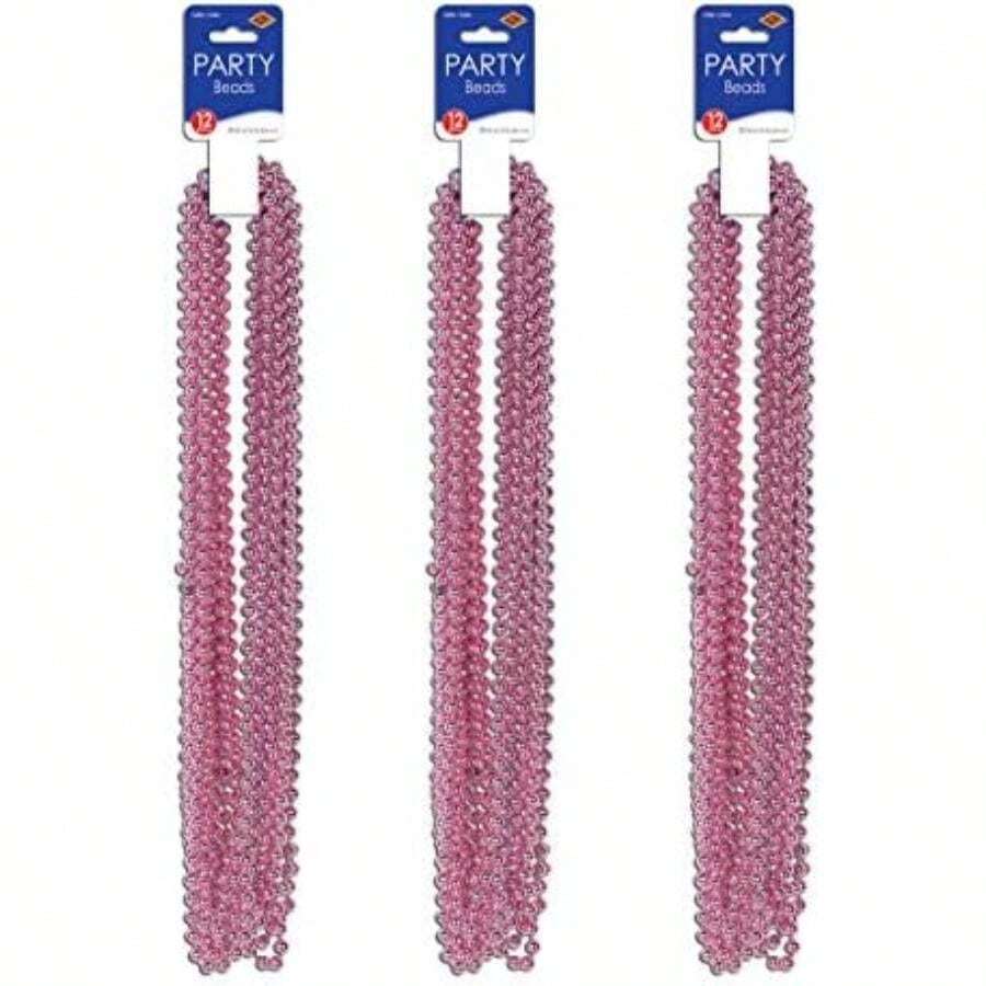 Beistle 50570- Party Beads, Small Round, 12/Card, Light Green(33" Beaded,Beads) - Multicolor - Ver 1