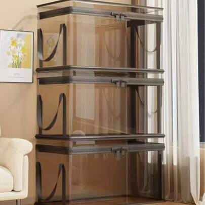 1/2pcs Heavy Duty Transparent Plastic Storage Box With 180° Latch Lid - Large Capacity Stackable Organizer Bin For Home, Office, Travel | Clear Container For Books, Clothes, Snacks | Space-Saving Design