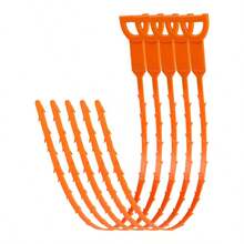 5PCS PP Plastic Sink Drain Clog Remover - Flexible Hair Catcher & Drain Cleaner, Unclogging Tool For Bathroom Sink, Bathtub, Shower & Kitchen - 橘色 - 查看 12