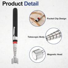 Telescoping Magnetic Pickup Tool 16LB Stainless Steel 7.3" To 30.9" Extendable Magnet Retrieval Stick With Pocket Clip For Car Industry Garage Office, Black