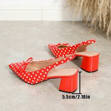 Women's Fashion Versatile Bow Tie Closed Toe Chunky Heel Sandals, Comfortable Non-Slip Breathable Hollow Out Backstrap High Heels - Red - View 8