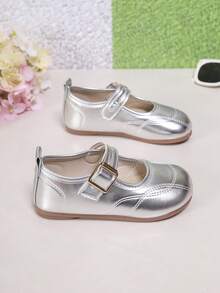 2026 Spring & Autumn New Children Flat Shoes, Girls Casual Fashion Versatile Comfortable Soft Bottom Round Toe Flat Shoes, Student Shoes, Princess Shoes - Silver - View 3