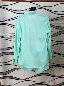 Linen Shirt And Shorts Set (2 Pieces) - Mint Green - View 7