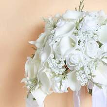 zxr INSUNSIX Ramo de lirio de calla de la novia flores de seda de 11 pulgadas para ceremonia de boda y aniversario blancos naturales125 - Blancosnaturales - Ver 6