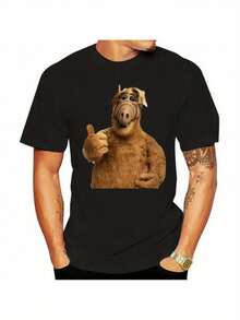 Camiseta de algodón de la serie de televisión ALF, años 80 y 90, camiseta nerd - Negro - Ver 1