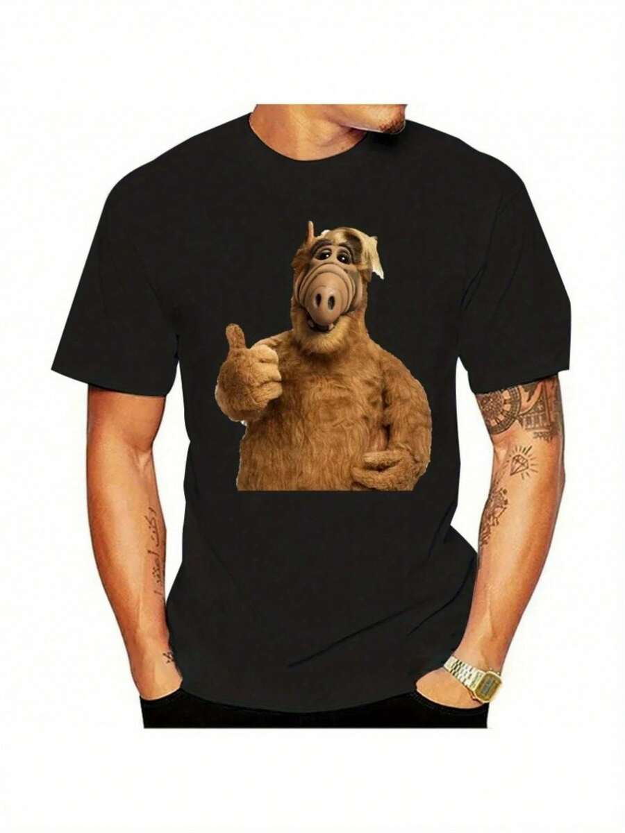Camiseta de algodón de la serie de televisión ALF, años 80 y 90, camiseta nerd - Negro - Ver 1