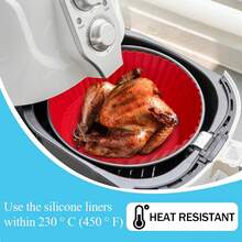 1pc Silicone Air Fryer Liner - Reusable Non-Stick Baking Mat, Foldable Heat Resistant Fryer Pad, Uncharged Round Silicone Basket, Suitable For Food Service