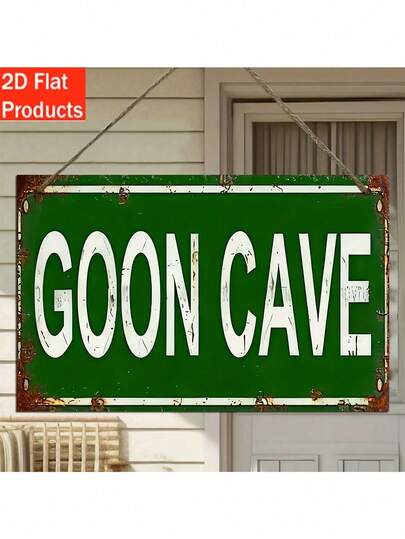 1pc Vintage GOON CAVE Wooden Sign Plaque - Retro Gaming Decor, With Distressed Green & White Letters, Suitable For Man Cave, Game Room, Bar, Garage - Perfect Gift For Retro Gamers