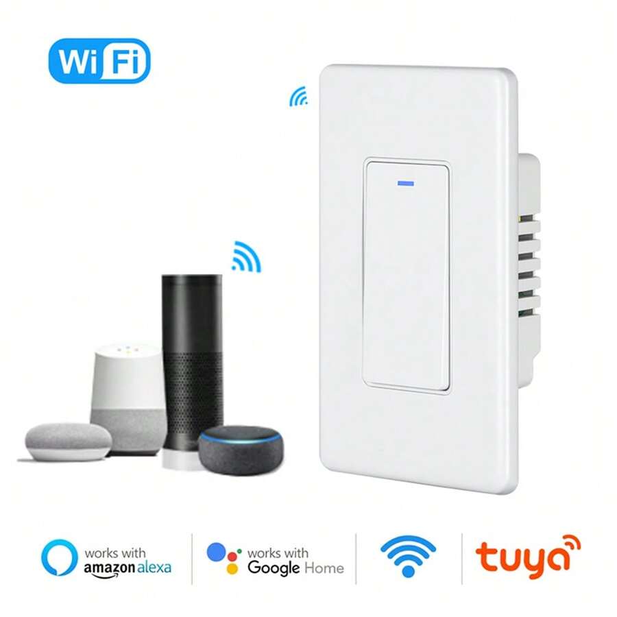 Smart Light Switch With WiFi & Bluetooth - Compatible With Alexa & Tmall Genie, APP Control, Timer, Overload Protection, 100000 Cycles Life, For Home Office White 1PC/2pcs/3pcs/4pcs