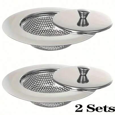 2PCS 304 Stainless Steel Sink Strainer - Deep Capacity Fine Mesh Filter, Reusable Anti-Clog Drain Filter With Handle For Home Kitchen & Commercial Restaurant Back Kitchen
